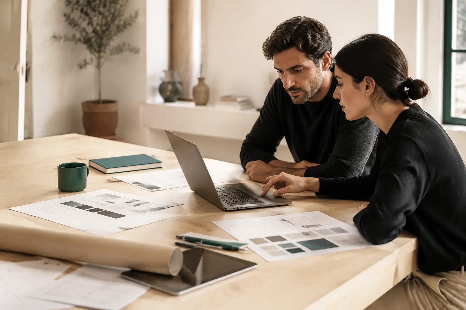 Equipo de estrategia y diseño digital trabajando en un proyecto